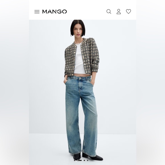 MANGO Dolors Tweed Bomber Jacket Small, NAVY - Picture 2 of 8